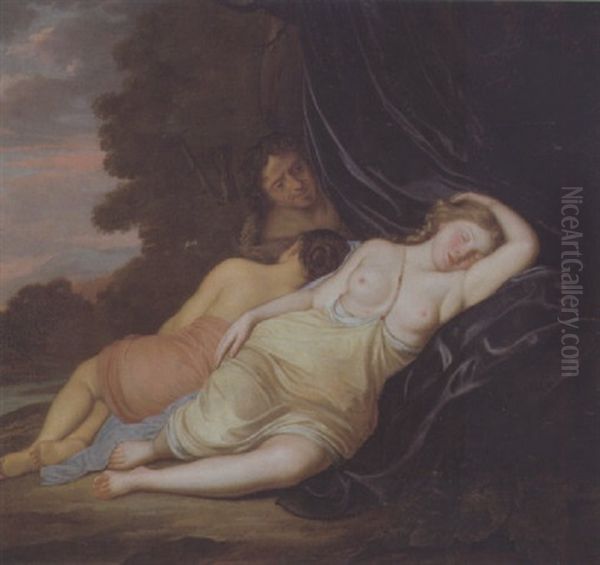 Zwei Nymphen Von Einem Satyr Belauscht - view 1