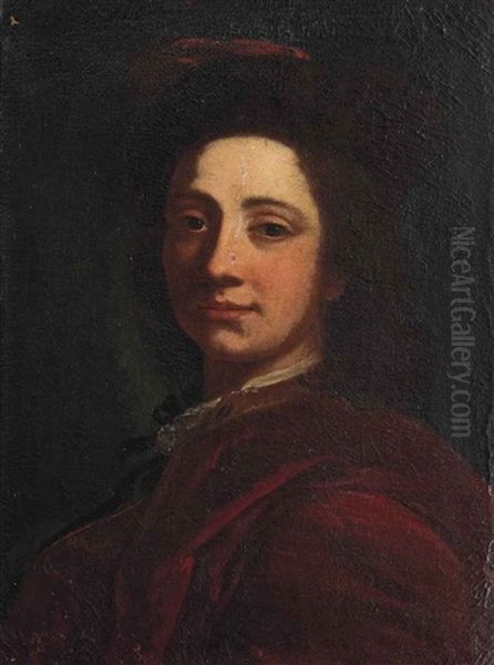 Portrait Of A Gentleman, Bust-length, In A Red Cloak And Hat - view 1