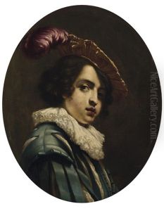Bildnis Eines Jungen Mannes Mit Geschlitzter Jacke Und Barrett by Cesare Dandini