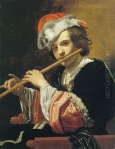 Giovinetto Seduto Che Suona Il Flauto by Cesare Dandini