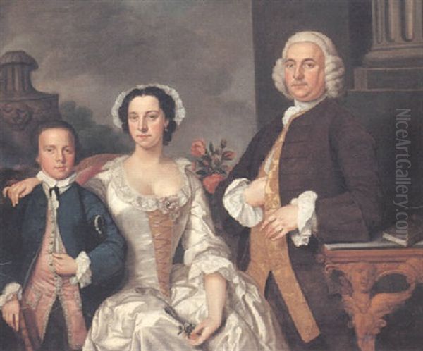 Portrait Of A Gentleman With His Wife And Son - view 1