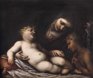 Madonna Mit Schlafendem Jesuskind Und Johannesknaben by Giovanni Stefano Danedi