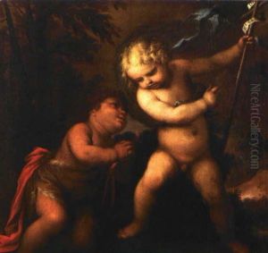 Gesu Bambino E San Giovannino by Giovanni Stefano Danedi