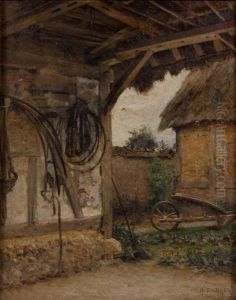 Vue D'une Cour De Ferme Depuis Une Grange by Henri Camille Danger