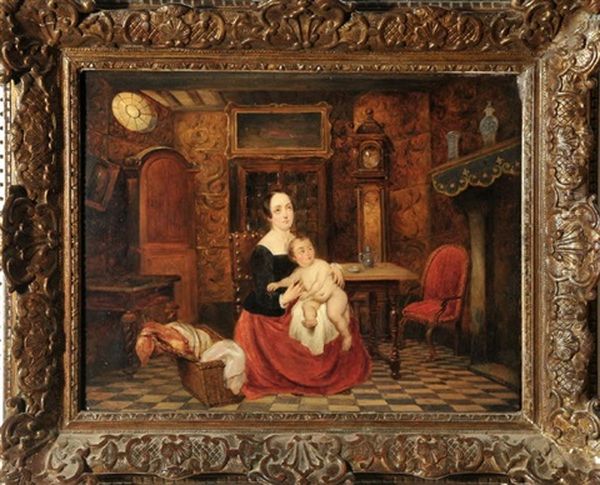 Mutter Mit Kind In Einem Prunkvollen Interieur - view 1