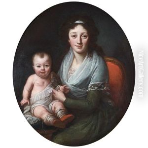 Portrait D'une Mere Et Son Enfant by Monique Daniche