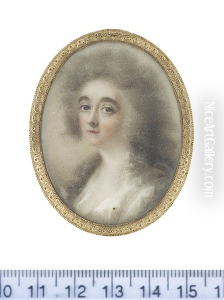 A Lady, Wearing White Dress, Her Wig Lightly Powdered And Worn A La Conseilleur - view 1