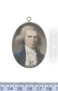 A Gentleman, Wearing Blue Coat, White Waistcoat, Frilled Chemise, Stock And Cravat, His Hair Powdered by Abraham Daniel