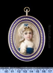 A Child, Traditionally Called Princess Charlotte Augusta, Wearing White Dress With Wide Blue Sash And Frilled White Bonnet Tied With Blue Ribbon Bow by Abraham Daniel