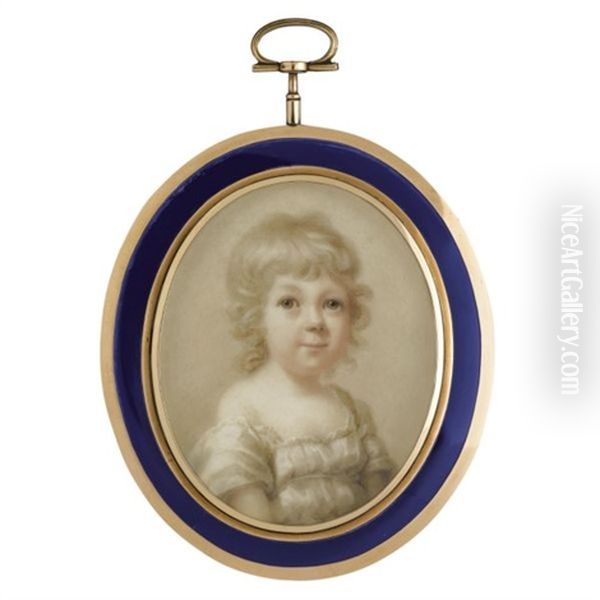 Portrait Of A Young Child Wearing A White Gown - view 1