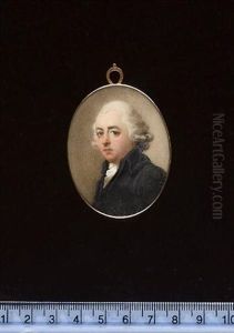A Gentleman (of The Stone Family?) Wearing Black Coat, Matching Waistcoat, Frilled White Cravat And Powdered Wig With Side Buckles by Abraham Daniel