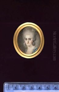A Lady, Wearing Blue Dress With Lace Frilled Neckline, A White Kerchief Over Her Powdered Hair by Abraham Daniel