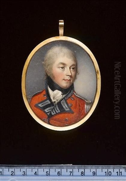 Sir Richard Steele, Bt., Wearing The Uniform Of A Field Rank Officer, Scarlet Coatee With Blue Facings, Silver Lace And Epaulettes, His Hair Powdered And Worn En Queue - view 1