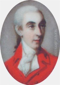A Gentleman With A Powdered Wig En Queue, Wearing A Scarlet Coat, A White Waistcoat And A Frilled Cravat