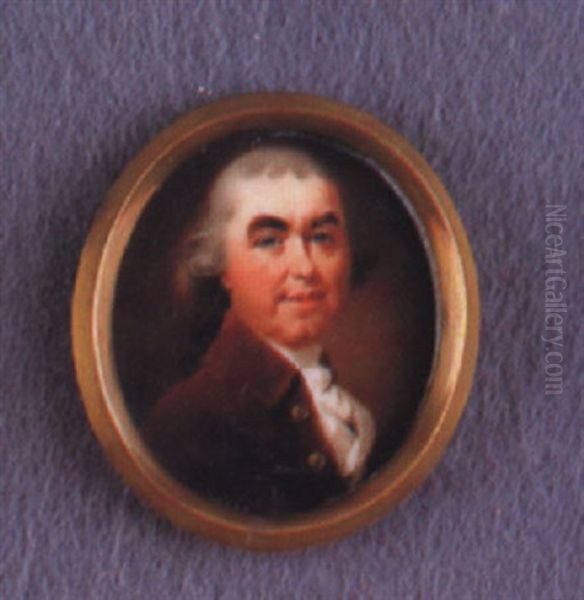 Portrait Of A Gentleman With Powdered Hair En Queue Wearing A Brown Coat - view 1