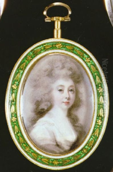 Portrait Of A Lady, In White Decollete Dress With Frilled Sleeve - view 1