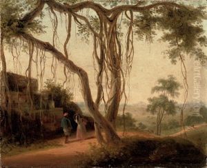 An Indian Landscape With Figures By A Ruin Under A Banyan Tree An Indian Landscape With Figures By A Ruin Under A Banyan Tree