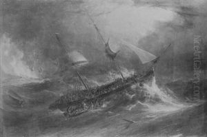 The Distressed Situation Of The Kent East Indiaman, Captain Cobb, When On Fire In The Bay Of Biscay