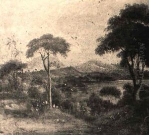 Natives In A Tropical Landscape by William Daniell RA