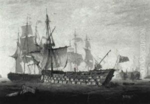Vice Admiral Lord Collingwood's Flagship Royal Sovereign    Under Tow By The Euryalus At The Battle Of Trafalgar by William Daniell RA