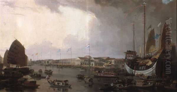A View Of The European Factories At Canton In China - view 1