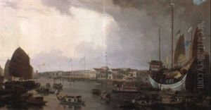 A View Of The European Factories At Canton In China