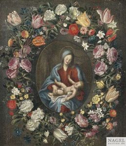 Die Madonna Mit Dem Christusknaben Im Blumenkranz by Andries Daniels or Danielsz