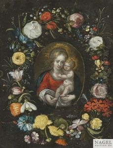Die Madonna Mit Dem Christusknaben Im Blumenkranz by Andries Daniels or Danielsz