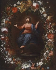Himmelfahrt Mariens In Einem Blumenkranz