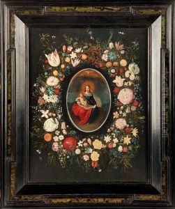 Vierge A L'enfant Dans Un Entourage De Fleurs Vierge A L'enfant Dans Un Entourage De Fleurs