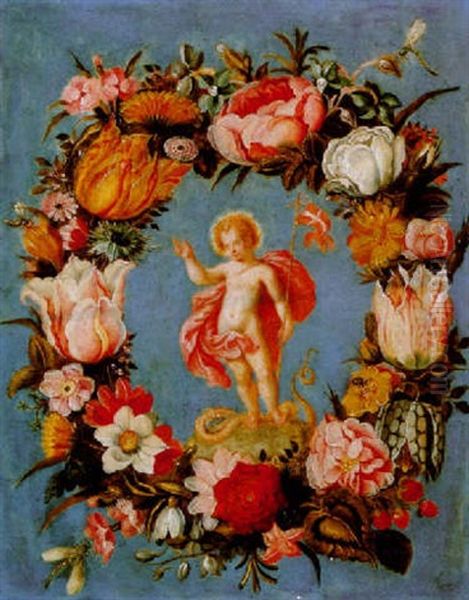 Blumenkranz Um Den Segnenden Christusknaben - view 1