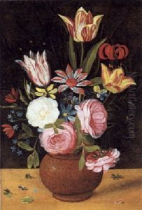 Blumenstraus In Einer Tonvase by Andries Daniels or Danielsz