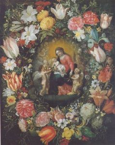 A Garland Of Flowers With The Madonna And Child