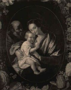 The Holy Family Surrounded By A Garland Of Flowers by Andries Daniels or Danielsz