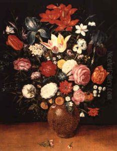 Bouquet De Fleurs Compose De Tulipes, Iris, Fleurs D'oranger... by Andries Daniels or Danielsz