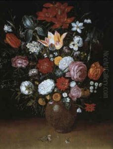 Bouquet De Fleurs Dans Un Vase En Gres by Andries Daniels or Danielsz