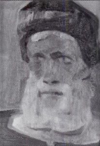 Kopf Eines Bauern Mit Bart Und Pelzmutze by Heinrich Danioth