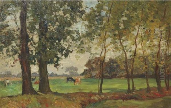 Cows Grazing In A Meadow - view 1