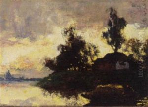 A Farm In An Evening Landscape
