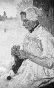 Scheveninge Woman Knitting