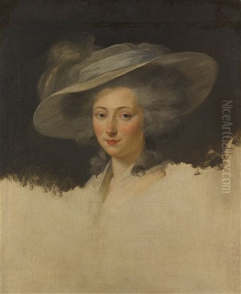Portrait Of A Lady, Head And Shoulders Wearing A Grey Hat - view 1