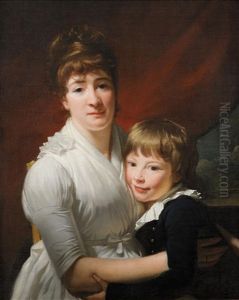 Portrait D'une Mere En Robe Blanche Et De Son Jeune Fils by Henri-Pierre Danloux