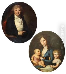 Portrait De Joseph Charles Dumas De Culture Et Portrait De Son Epouse Et Leurs Enfants (pair) by Henri-Pierre Danloux