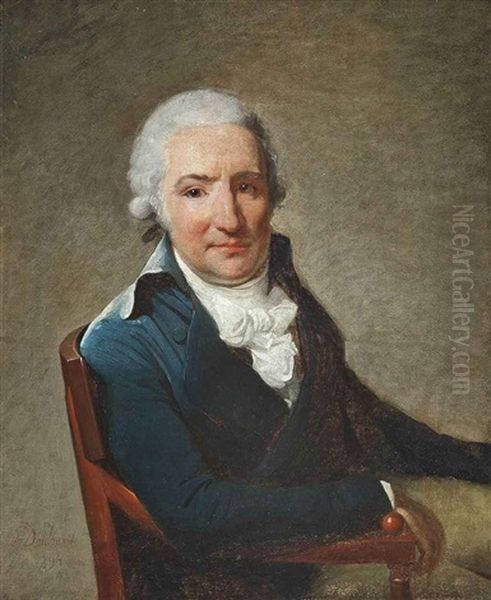 Portrait Of A Gentleman In A Blue Coat And White Cravat, Seated In An Interior - view 1