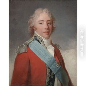 Portrait Of Comte D'artois, Later Charles X Of France, Wearing A Red Jacket And A Blue Sash And The Order Of The Saint Esprit
