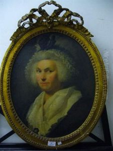 Portrait De Femme Au Bonnet De Dentelles Orne D'un Noeud Bleu by Henri-Pierre Danloux