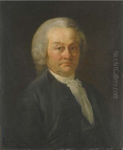 Portrait D'homme Age, En Chemise Et Perruque Blanches