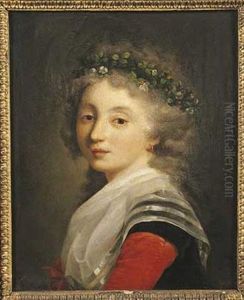 Portrait De Jeune Femme Portant Une Guirlande De Fleurs