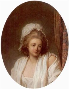 Portrait Of A Woman Wearing A White Muslin Gown