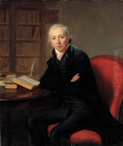 Portrait Of A Gentleman (the Poet Roger Delile?) Seated At A Desk In A Study by Henri-Pierre Danloux
